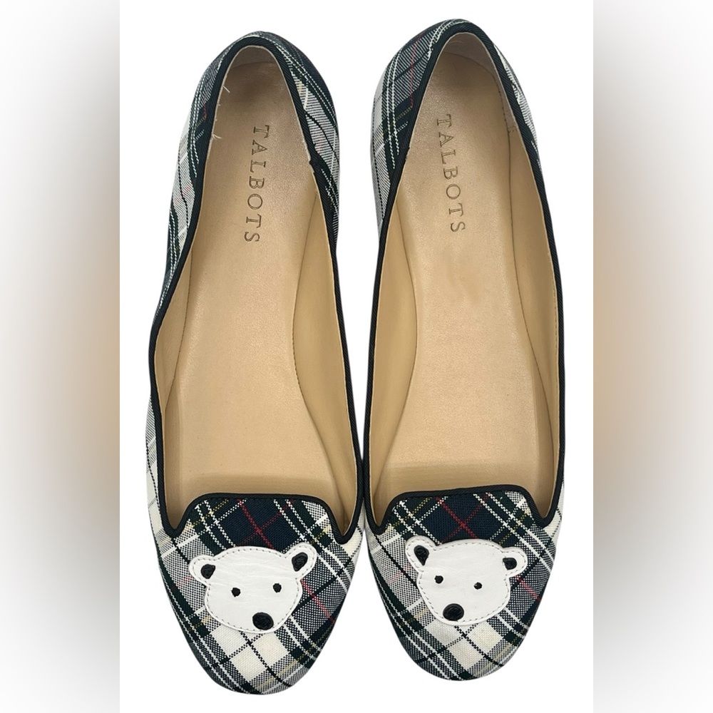 Talbots plaid polar bear flats women’s size 8.5